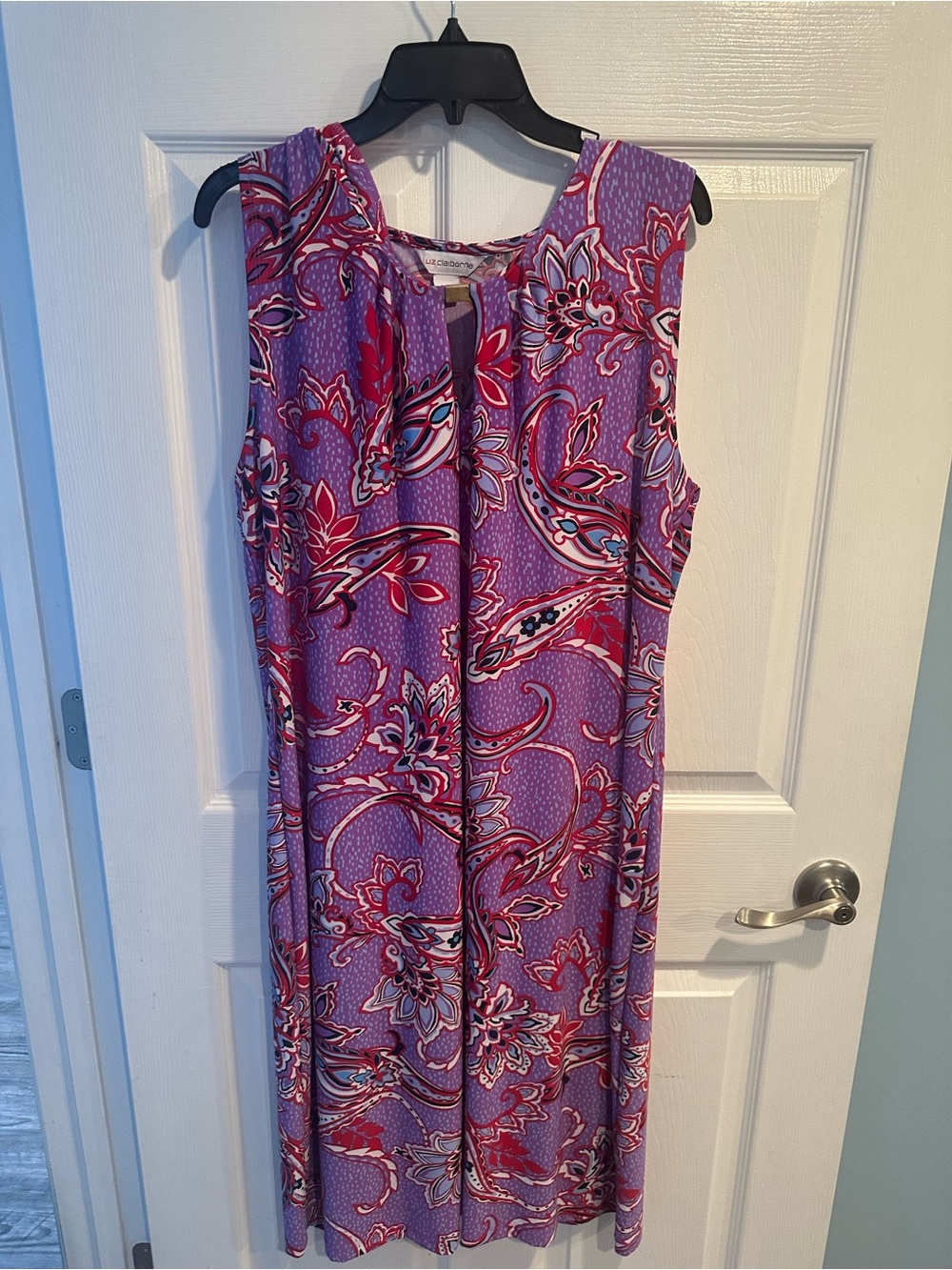 Liz Claiborne Purple and Red Paisley Midi Dress